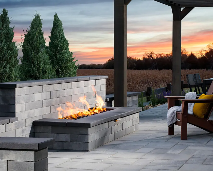 Wooden Pergola with Fire Patio